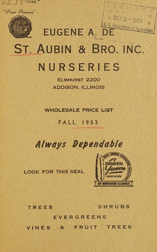 Cover for Wholesale price list, fall 1953