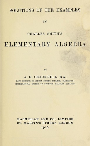 Cover for Elementary algebra