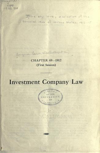 Cover for Investment company law.