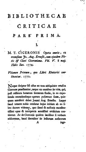 Cover for Bibliotheca critica