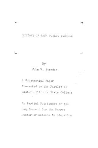 Cover for History of Pana public schools
