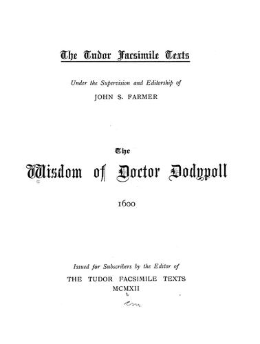 Cover for The wisdom of Doctor Dodypoll. 1600
