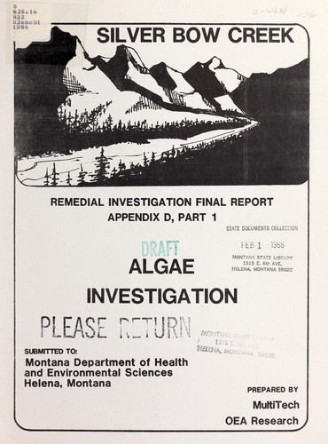 Cover for Silver Bow Creek remedial investigation draft final report