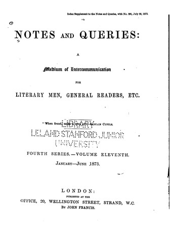 Cover for Notes and Queries