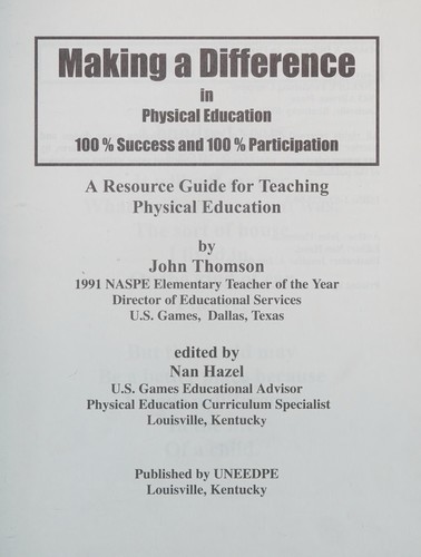Cover for Making a difference in physical education