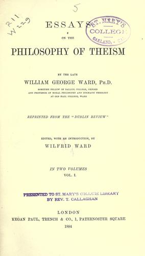 Cover for Essays on the philosophy of theism