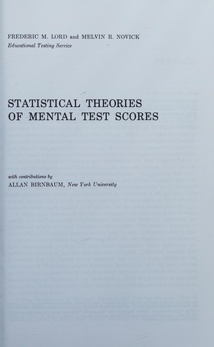 Cover for Statistical Theories of Mental Test Scores