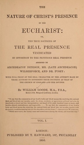 Cover for The nature of Christ's presence in the Eucharist