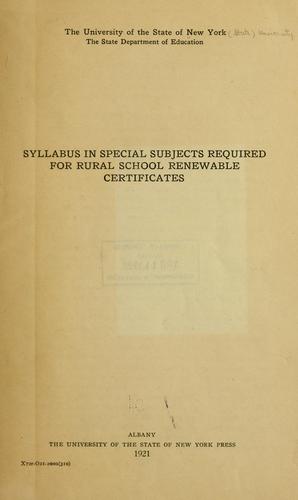 Cover for Syllabus in special subjects required for rural school renewable certificates.