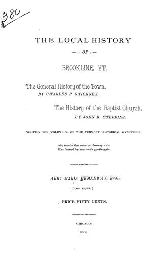 Cover for The local history of Brookline, Vt
