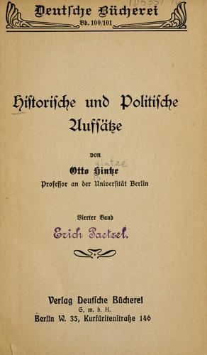 Cover for Historische und politische Aufsätze.