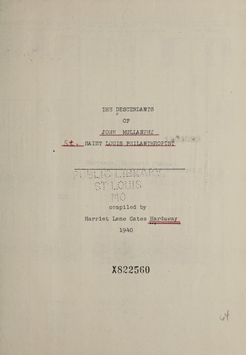 Cover for The descendants of John Mullanphy