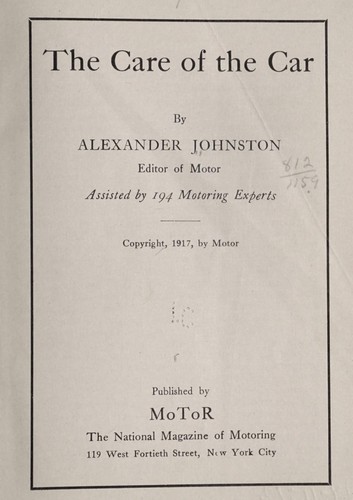 Cover for The care of the car