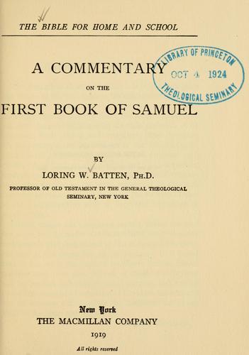 Cover for A commentary on the First book of Samuel