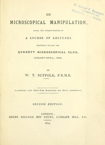 Cover for On microscopical manipulation