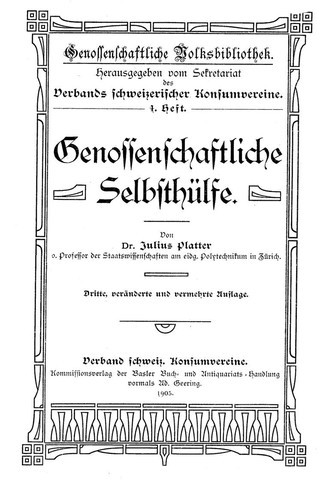 Cover for Genossenschaftliche Selbsthülfe