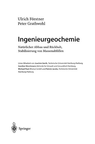 Cover for Ingenieurgeochemie