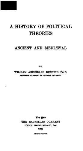 Cover for history of political theories, ancient and mediaeval.