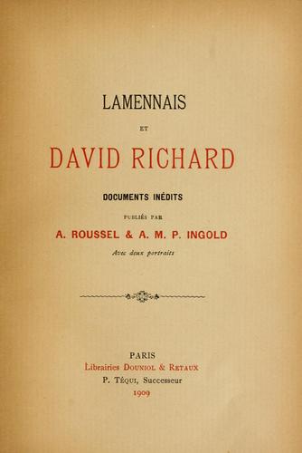 Cover for Lamennais et David Richard