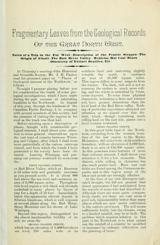 Cover for Fragmentary leaves from the geological records of the great Northwest