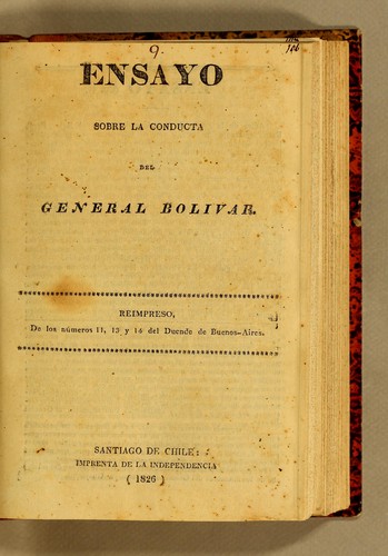 Cover for Ensayo sobre la conducta del general Bolivar