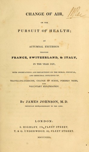 Cover for Change of air, or, The pursuit of health