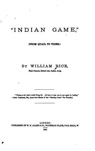 Cover for "Indian game,"