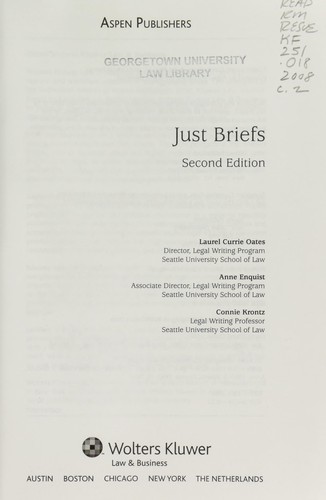 Cover for Just Briefs (Legal Research and Writing)