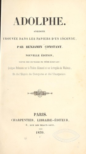 Cover for Adolphe