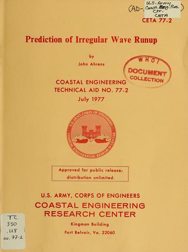 Cover for Prediction of irregular wave runup