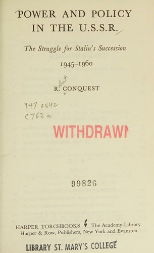 Cover for Power and policy in the U.S.S.R.