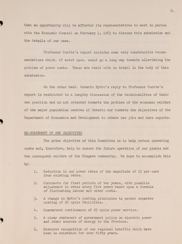 Cover for SUBMISSIONS TO THE ONTARIO ECONOMIC COUNCIL REGARDING ELECTRIC POWER