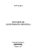 Cover for Estudios de lexicografía española