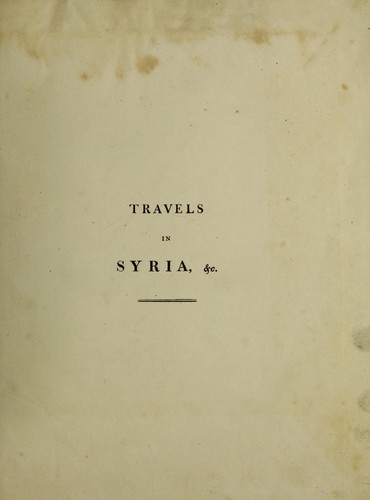 Cover for Travels in Syria and the Holy Land