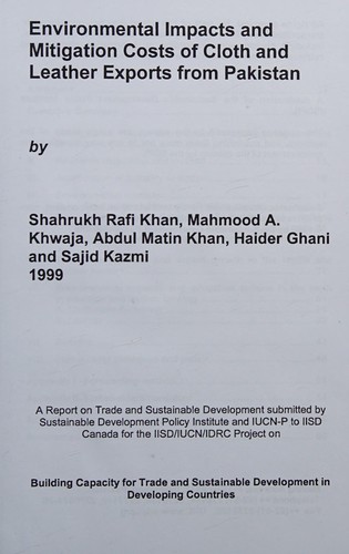 Cover for Environmental impacts and mitigation costs of cloth and leather exports from Pakistan