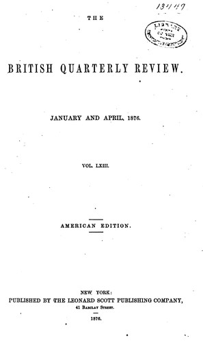Cover for The British quarterly review