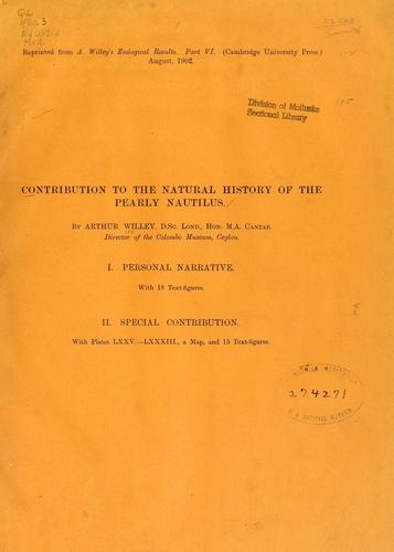 Cover for Contribution to the natural history of the pearly nautilus
