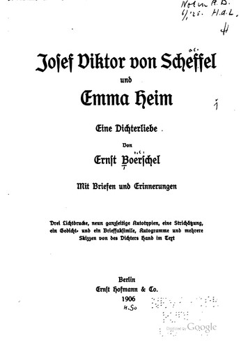 Cover for Josef Viktor von Scheffel und Emma Heim