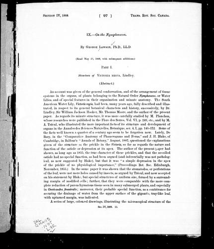 Cover for On the nymphaeaceae