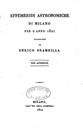 Cover for Effemeridi astronomiche di Milano per l'anno ...