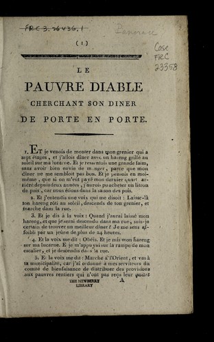 Cover for Le pauvre diable cherchant son diner de porte en porte