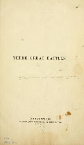 Cover for Three great battles.