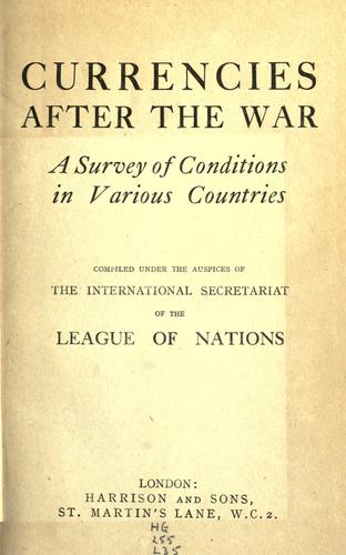 Cover for Currencies after the war
