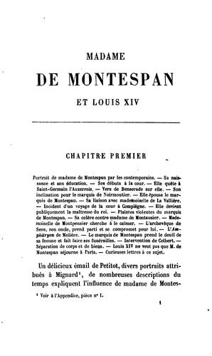 Cover for Madame de Montespan et Louis XIV: étude historique