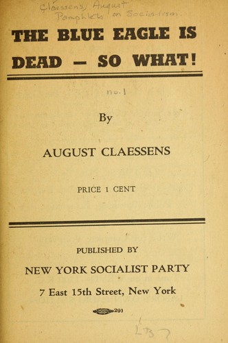 Cover for The blue eagle is dead -- so what?
