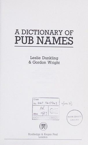 Cover for A dictionary of pub names