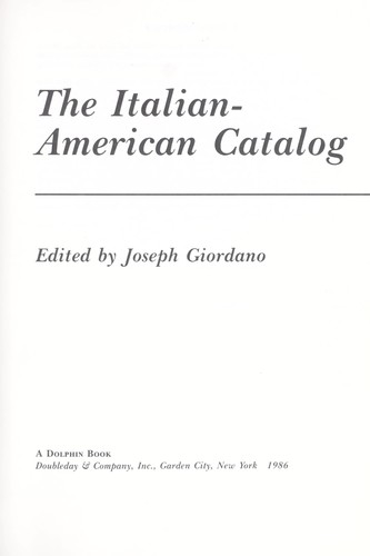 Cover for The Italian-American catalog