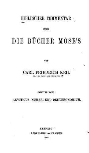 Cover for Biblischer Commentar über die Bücher Mose's