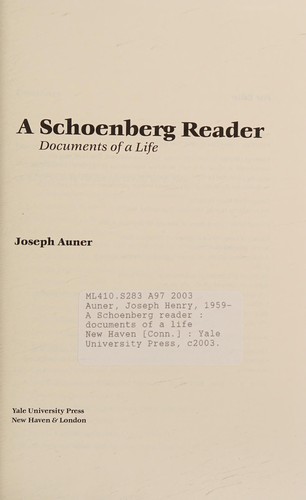 Cover for A Schoenberg reader