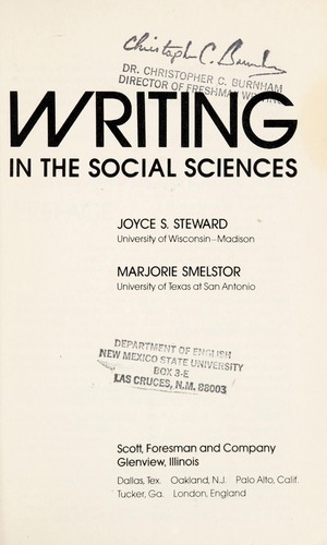 Cover for Writing in the social sciences